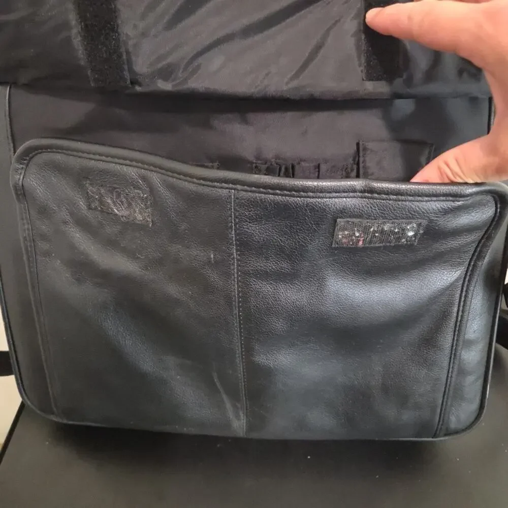 Vintage Dell Laptop Leather Bag Carry On With Expandabe Storage Shoulder Strap